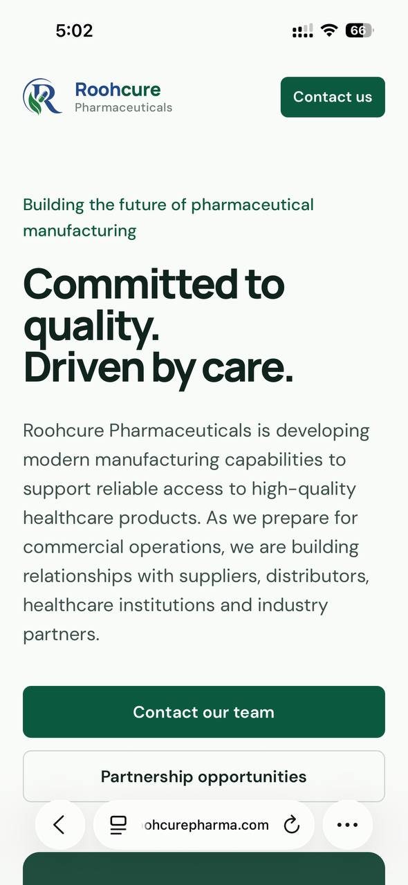 Roohcure Pharmaceuticals — mobile